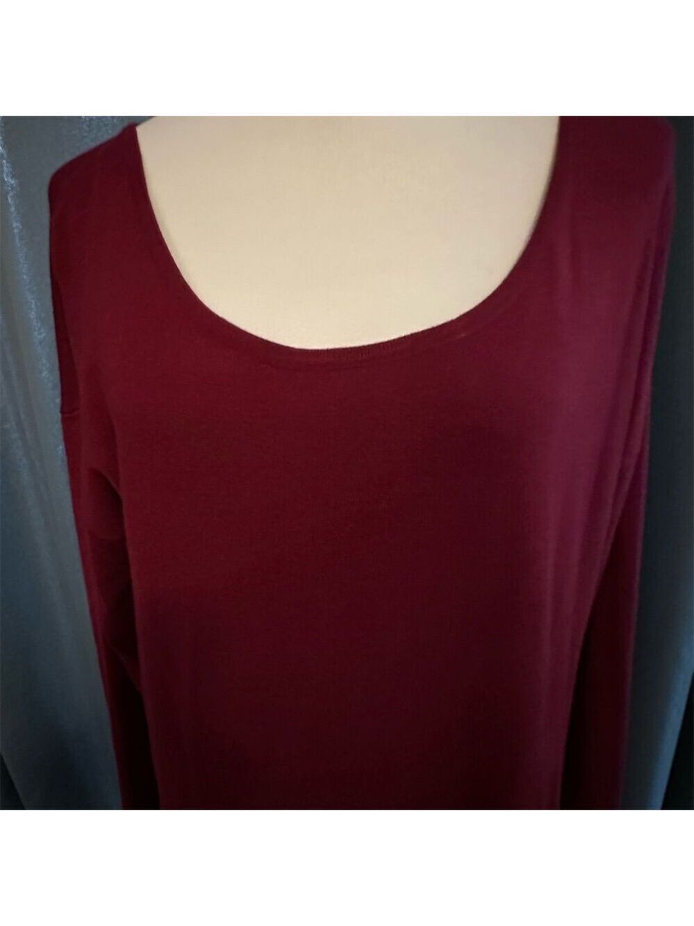 Soft Surroundings Women's Round Neck Long Sleeve Blouse Red Size L